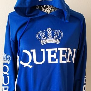 "KING" "QUEEN" Royal Blue Couple Sweatshirts (sold as set) Queen- Large King-XL